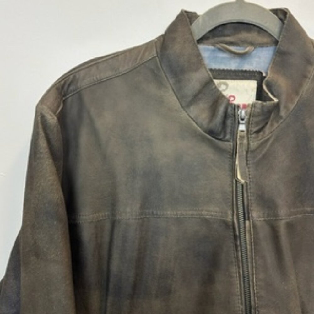32 Bar Blues Leather Bomber Jacket Full Zip XL